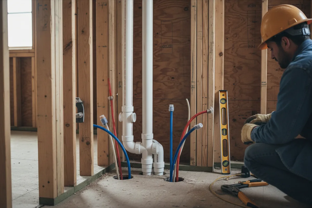 Drain and supply rough-in during Drain Cleaning in Dawson